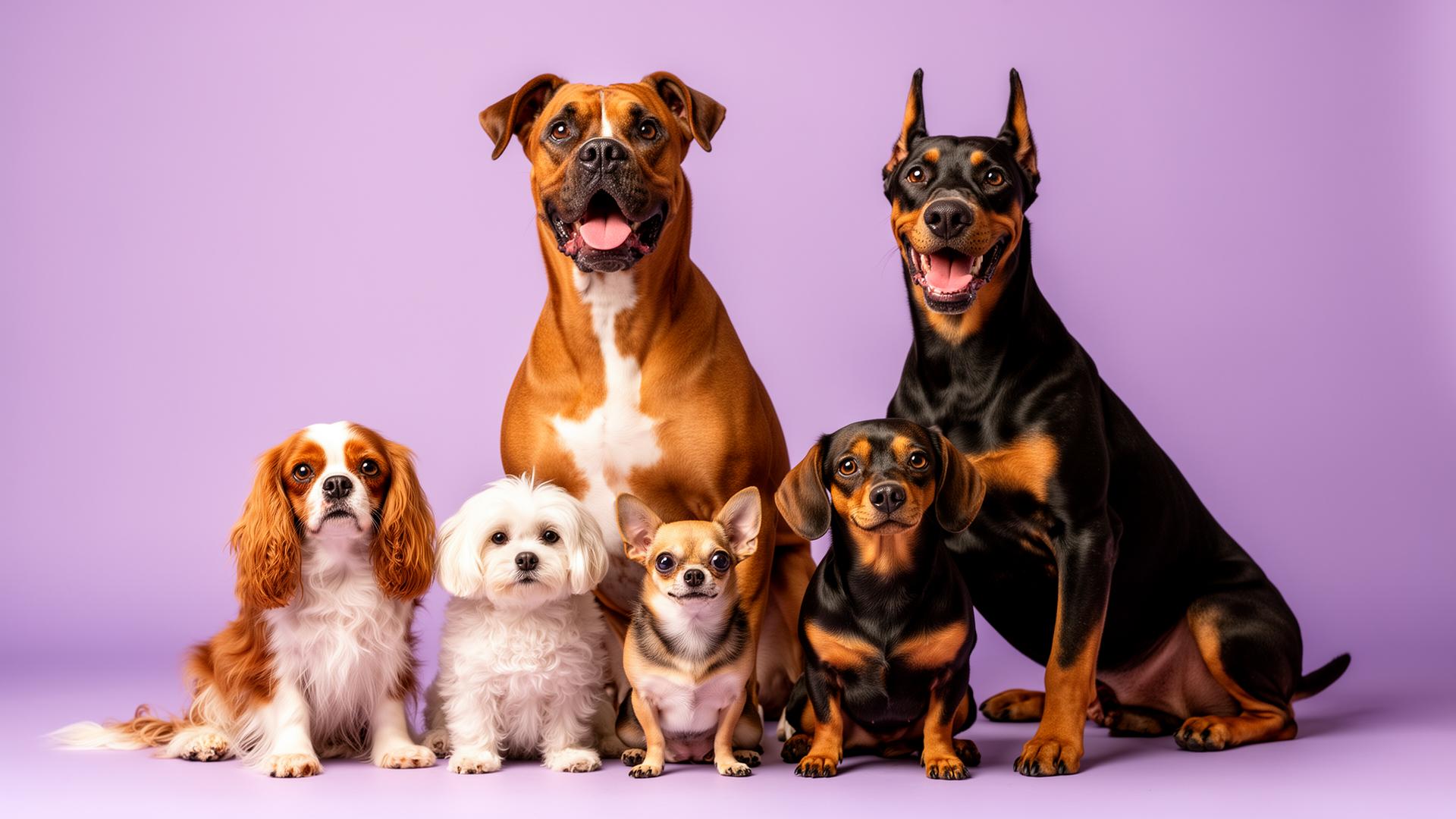 Cani di razze e taglie diverse — chihuahua, jack russell, golden retriever, pastore tedesco e meticcio